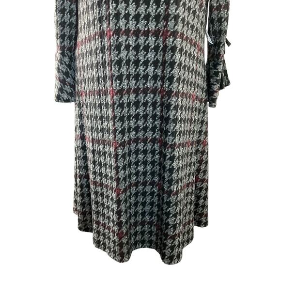 Sandra Darren Black Red Houndstooth Bell Sleeve Dress Size XL New - Picture 14 of 14